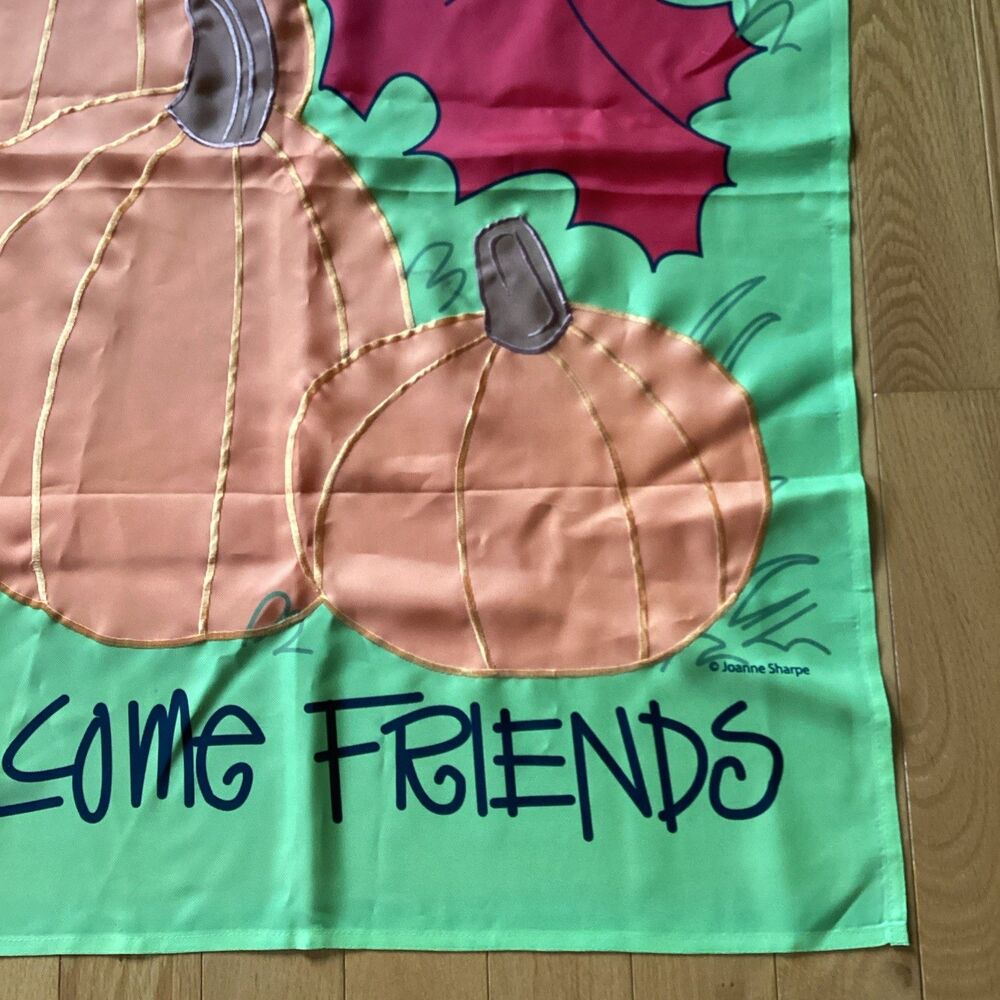 Welcome Friends Fall Autumn House Flag Nylon Fence Leaves Pumpkins Joanne Sharpe - Picture 6 of 8